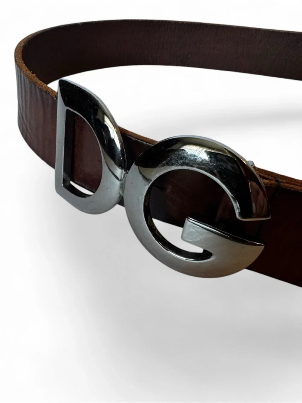 Dolce & Gabbana DG Logo Brown Leather Belt Size 95 (38) - Picture 7 of 13